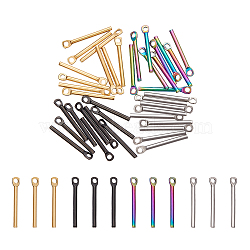 Unicraftale 40Pcs 4 Colors Ion Plating(IP) 304 Stainless Steel Pendants, Bar Charm, Mixed Color, 15x2x1.2mm, Hole: 1mm, 10pcs/color(STAS-UN0060-48)