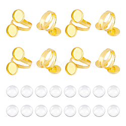 DIY Double Blank Dome Finger Ring Making Kit, Including Brass Cuff Rings Components, Glass Cabochons, Golden, US Size 10(19.8mm), 30Pcs/box(DIY-UN0004-26A)