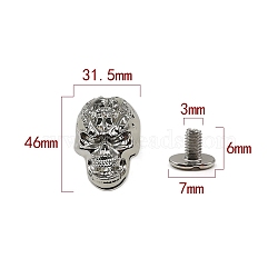 Zinc Alloy Decorative Buttons, Skull, Platinum, 4.6x3.15cm(PW-WG6A501-07)