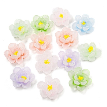 Luminous Transparent Epoxy Resin Decoden Cabochons, Glow in the Dark Flower, Mixed Color, 20x21x10.5mm