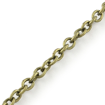 Iron Cable Chains, Unwelded, with Spool, Oval, Antique Bronze, 4.4x3.5x1.0mm, about 328.08 Feet(100m)/roll