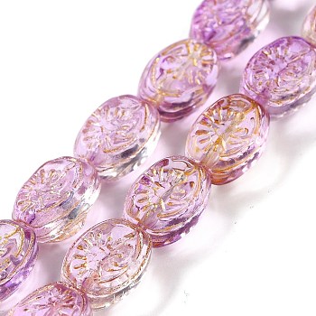 Transparent Glass Beads Strands, Oval, Blue Violet, 11x8x5.5mm, Hole: 1mm, about 32pcs/strand, 13.78 inch(35cm)