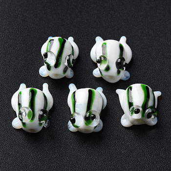 Handmade Lampwork Beads, Frog, White, 14.5~15.5x11~13x9mm, Hole: 1.2mm