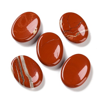 Oval Natural Red Jasper Worry Stone, Thumb Stone Massager for Anxiety Relief, 35.5x25.5x7mm