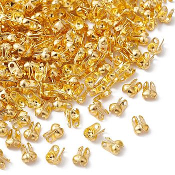 Iron Bead Tips, Calotte Ends, Clamshell Knot Cover, Golden, 6x3.5mm, Hole: 1mm, Inner Diameter: 2.4mm