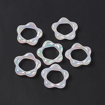 Opaque Acrylic Linking Rings, Flower, AB Color Plated, White, 27x28x6.5mm, Inner Diameter: 17.5mm