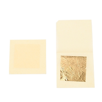 Real 24K Gold Foil Leaf Sheets, Foil Paper, for Foil Gilding Flakes Nail Art, Resin Craft, Jewelry Making, Painting, Bakeware, Square, Golden, 43.3x43.3mm, 10 sheets/bag