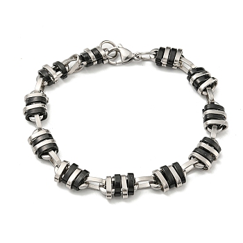 Two Tone 304 Stainless Steel Oval Link Chain Bracelet, Black, 9 inch(22.8cm), Wide: 9.5mm