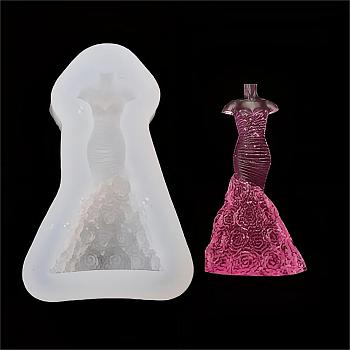 Food Grade Silicone Bust Statue Molds, Resin Casting Molds, For Half-body Sculpture UV Resin, Epoxy Resin Jewelry Making, Princess Dress, White, 74x48x23mm, Inner Diameter: 60x30mm