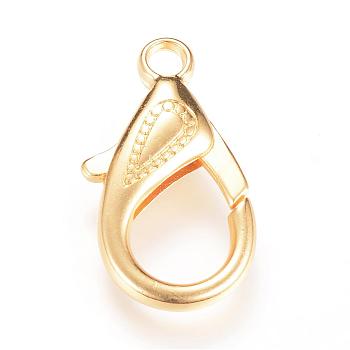 Alloy Lobster Claw Clasps, Golden, 29.5~30x14x5.5mm, Hole: 4mm