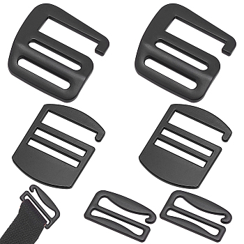 WADORN 6Pcs 3 Style Zinc Alloy Adjustable Buckles, for Bag Buckle Accessories Makings, 9-shaped, Electrophoresis Black, 39.5~16.5x30~38.5x2~2.5mm, 2pcs/style