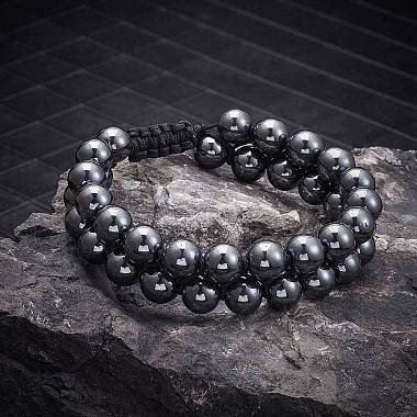 bracelet de perles tressées en hématite synthétique(BJEW-SW00001-18)-4