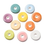 Handmade Porcelain European Beads, Large Hole Beads, Disc, Mixed Color, 22~23x4.5~5mm, Hole: 5~5.5mm(PR-K001-02)