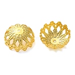 Brass Bead Caps, Flower, Cadmium Free & Lead Free, Rack Plating, Long-Lasting Plated, Real 18K Gold Plated, 15x7mm, Hole: 1.2mm(KK-C260-21A-G)