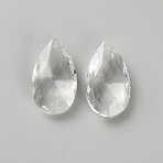 Glass Pendants, Teardrop, Faceted, Clear, 38x22x12.5mm, Hole: 1.8mm(G-WH0035-29A)
