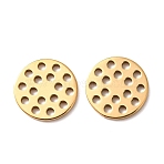 Hollow 304 Stainless Steel Charms, Flat Round, Ion Plating(IP), Golden, 10x1mm, Hole: 1.2mm(STAS-G385-05G-03)