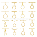 16Pcs 8 Styles Rack Plating Eco-Friendly Brass Toggle Clasps, Long-Lasting Plated, Mixed Shapes, Real 18K Gold Plated, Ring: 13~16x10.5~15x1.5~2mm, Hole: 0.8~1.6mm, Bar: 17~22x4~7x1.7~3.5mm, Hole: 0.8~1.6mm, 2pcs/style(KK-HS0001-41)