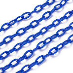 ABS Plastic Cable Chains, Blue, Link: 13x7~7.5x2mm, 15.35~15.74 inch(39~40cm)/strand(X-KY-E007-01H)