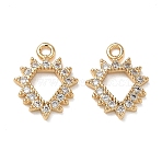 Brass Micro Pave Clear Cubic Zirconia Charms, Diamond-Shaped Charms, Nickel Free, Real 18K Gold Plated, 14x11x2mm, Hole: 1.2mm(KK-D261-10G)