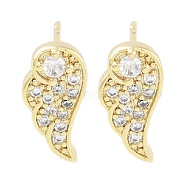 Brass Micro Pave Clear Cubic Zirconia Studs Earring, Wing, Real 18K Gold Plated, 11.5x5.5mm(EJEW-S217-G18)