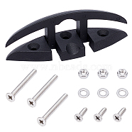 Nylon Plastic Cleat, with Stainless Steel Screws, Nuts & Shims, Yacht Accessories, Black, 1~13.2x0.15~4.9x0.5~1.1cm, 13pcs/set(FIND-WH0065-35)