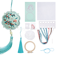 DIY Embroidery Flower Shape Sachet Pendant Decoration Kits, Omamori Amulet with Tassel Embroidery Starter Kit, Branch Pattern, 2~180x2~165x0.4~9mm(DIY-WH0033-57B)