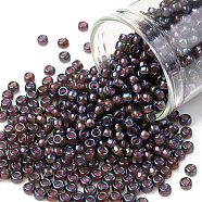 TOHO Round Seed Beads, Japanese Seed Beads, (382) Pink Lined Amethyst Luster, 8/0, 3mm, Hole: 1mm, about 1110pcs/50g(SEED-XTR08-0382)
