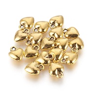 Tibetan Style Charms, Cadmium Free & Lead Free, Antique Golden, Heart, 12mm long, 10mm wide, 5mm thick, Hole: 2mm(GAB3858Y)