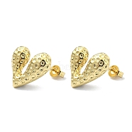 Rack Plating Brass Heart Stud Earrings for Valentine's Day, Lead Free & Cadmium Free, Real 18K Gold Plated, 14.5x16.5mm(EJEW-Q780-13G)