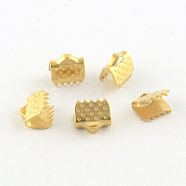 304 Stainless Steel Ribbon Crimp Ends, Real 18k Gold Plated, 6x6.5mm, Hole: 1mm(STAS-S047-056G)