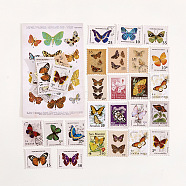 46Pcs 23 Styles Coated Paper Stickers, Stamp Shape Stickers for Scrapbooking, Planners, Butterfly Pattern, 40x30mm, 2pcs/style(STIC-PW0002-002A)
