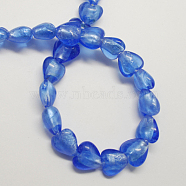 Handmade Silver Foil Glass Beads, Heart, Royal Blue, 12x12x8mm, Hole: 2mm(X-FOIL-R050-12x8mm-12)
