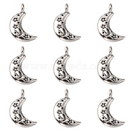 Tibetan Style Alloy Pendants, Moon with Star, Cadmium Free & Lead Free, Antique Silver, 19x10.5~11x3mm, Hole: 2.8mm(X-TIBEP-S299-27AS-RS)