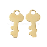 304 Stainless Steel Chain Extender Drop, Key Charms, Real 14K Gold Plated, 13x6.5x0.5mm, Hole: 1.8mm(STAS-L022-464G)