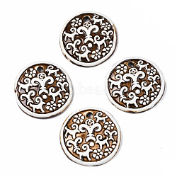 Handmade Porcelain Big Pendants, Flat Round with Goat Pattern, Saddle Brown, 49~51x9.5~10.5mm, Hole: 4mm(PORC-T006-20)