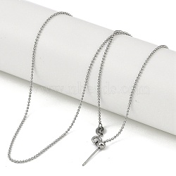 304 Stainless Steel Ball Chains Necklaces, Adjustable Slider Necklaces for Women Men, Stainless Steel Color, 19.69 inch(50cm)(NJEW-H042-10P)