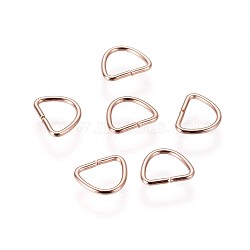 304 Stainless Steel D Rings, Buckle Clasps, For Webbing, Strapping Bags, Garment Accessories, Rose Gold, 7.5x9.5x1mm, Inner Size: 5.5x7.5mm(STAS-F191-05RG-A)
