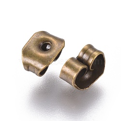 Iron Friction Ear Nuts, Antique Bronze, 5x3.5mm, Hole: 0.7~0.9mm(X-IFIN-E012-AB)