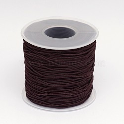 Round Elastic Cord Wrapped by Nylon Thread, Coffee, 1mm, about 43.74 yards(40m)/roll(EC-K001-1mm-04)