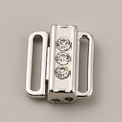 Zinc Alloy Rhinestone Bikini Clips, Bra Clasp Replacement Part, Lingerie Front Closure, Platinum, 15x13x5mm, Inner Diameter: 11.5x1.5mm(FIND-WH0032-07P)