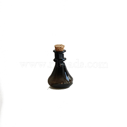 Miniature Glass Empty Wishing Bottles, with Cork Stopper, Micro Landscape Garden Dollhouse Accessories, Photography Props Decorations, Black, 22x27mm(BOTT-PW0006-01B)