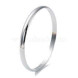 Fashion Polished 304 Stainless Steel Plain Bangles, Stainless Steel Color, 2-1/2 inch(6.5cm)(BJEW-L664-024C-P-01)