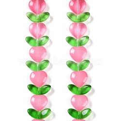 Transparent Glass Beads Strands, Leaf & Heart, Cerise, 7.5~9.5x10.5~14x4~5mm, Hole: 1mm, about 54pcs/strand, 14.96~15.24''(38~38.7cm)(GLAA-B021-04H)