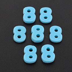 Handmade Polymer Clay Cabochons, Num.8, Deep Sky Blue, 9~11x4.5~7.5x1~3mm, about 9000pcs/1000g(CLAY-N006-113-08)