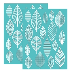 Self-Adhesive Silk Screen Printing Stencil, for Painting on Wood, DIY Decoration T-Shirt Fabric, Turquoise, Leaf Pattern, 195x140mm(DIY-WH0337-053)