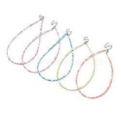 Glass Seed Beaded Necklace, Mixed Color, 15.94 inch(40.5cm)(NJEW-JN04360)