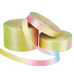 Gorgecraft 30 Yards 3 Styles Rainbow Gradient Polyester Ribbon, Double Face Satin Ribbon, for Crafts Gift Wrapping, Party Decoration, Mixed Color, 3/8 inch(9mm)~1-1/2 inch(38mm), 10 yards/style(OCOR-GF0002-12)