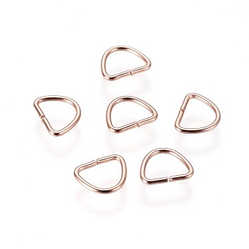 304 Stainless Steel D Rings, Buckle Clasps, For Webbing, Strapping Bags, Garment Accessories, Rose Gold, 7.5x9.5x1mm, Inner Size: 5.5x7.5mm