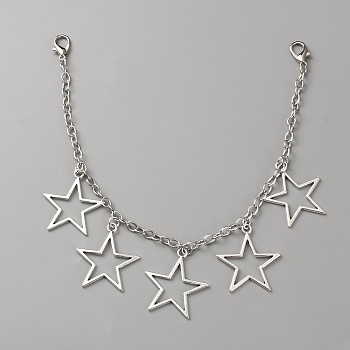 Alloy Boot Strap Chains, with Lobster Claw Clasps, Star, 318mm, Star: 36x33x2mm