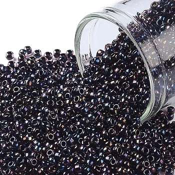 TOHO Round Seed Beads, Japanese Seed Beads, (251) Inside Color Luster Light Amethyst/Jet Lined, 11/0, 2.2mm, Hole: 0.8mm, about 1110pcs/10g